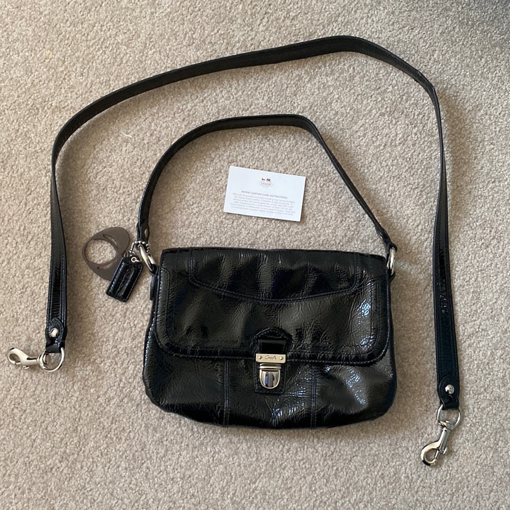 Coach black patent cross body/ clutch, purse